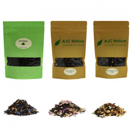 Pack découverte 3 thés noirs aux arômes naturels et fruits bio
