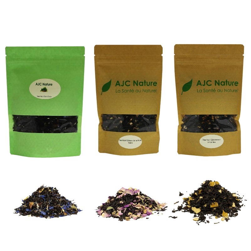 Pack découverte 3 thés noirs aux arômes naturels et fruits bio