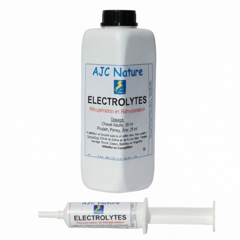 Électrolytes injecteur et liquide pour cheval, poney, âne et poulain