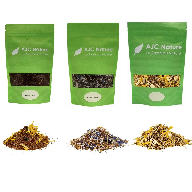 Lot de 3 sachets Vrac 100g de Rooibos, thé rouge sans théine